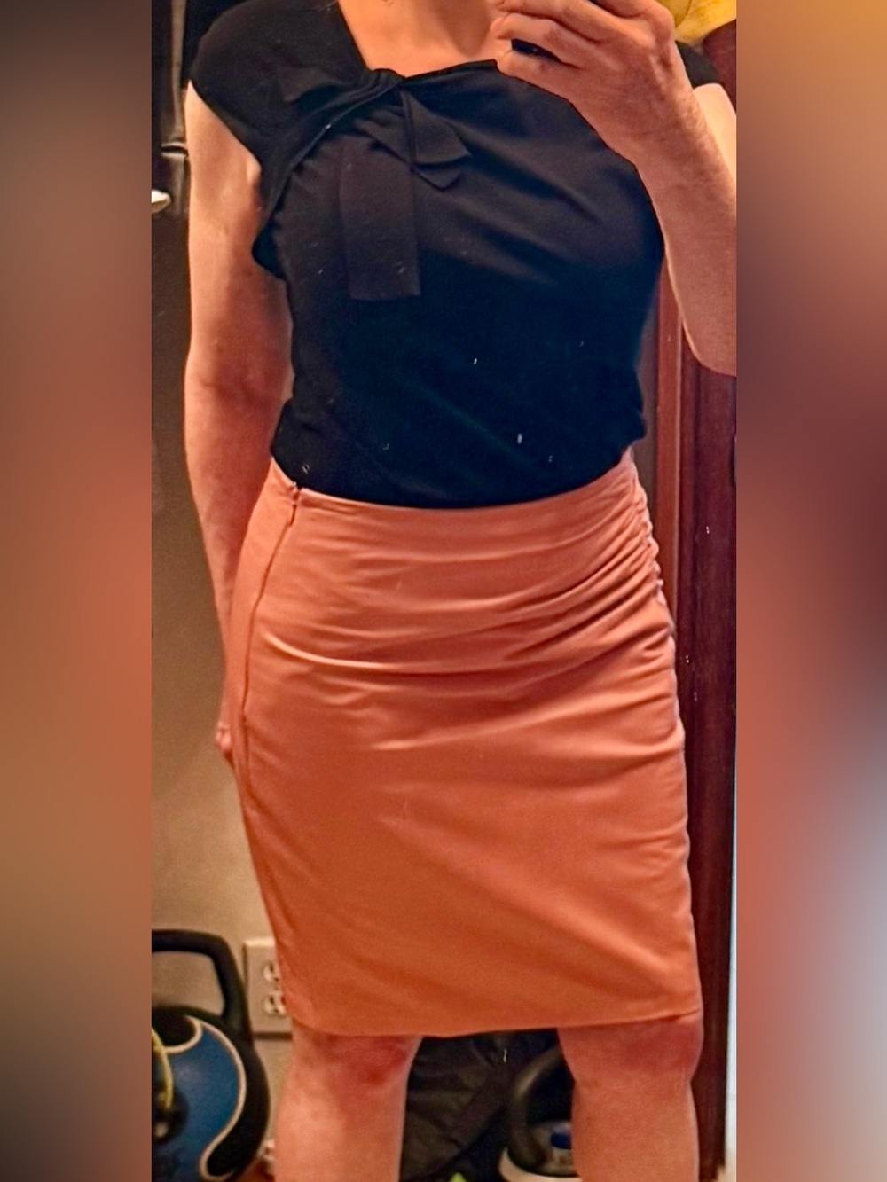 Luca Luca (Italian Designer) Genuine Leather Pencil Skirt in Dusty Rose